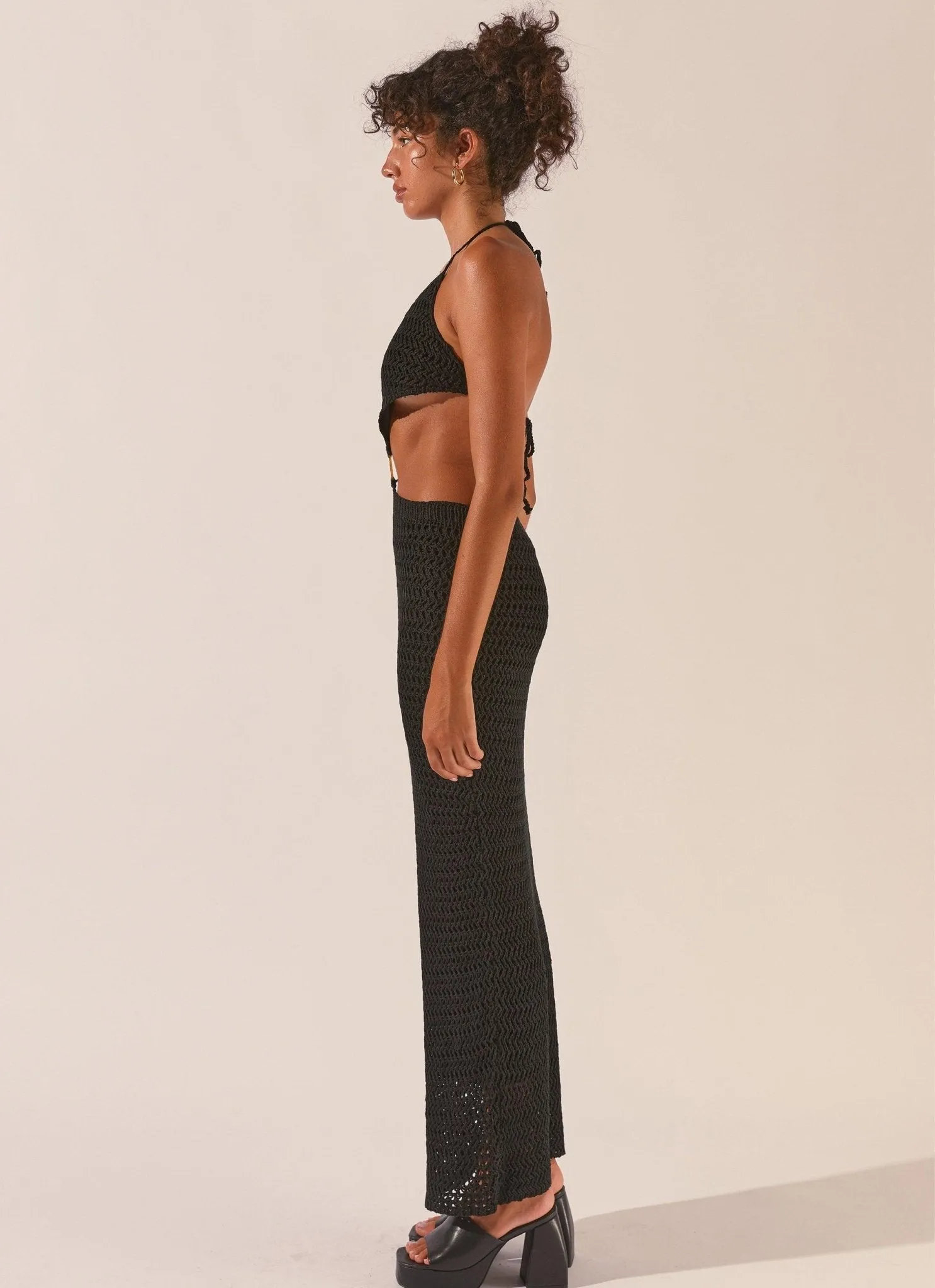 Afternoons In Majorca Crochet Maxi Dress - Black Sand