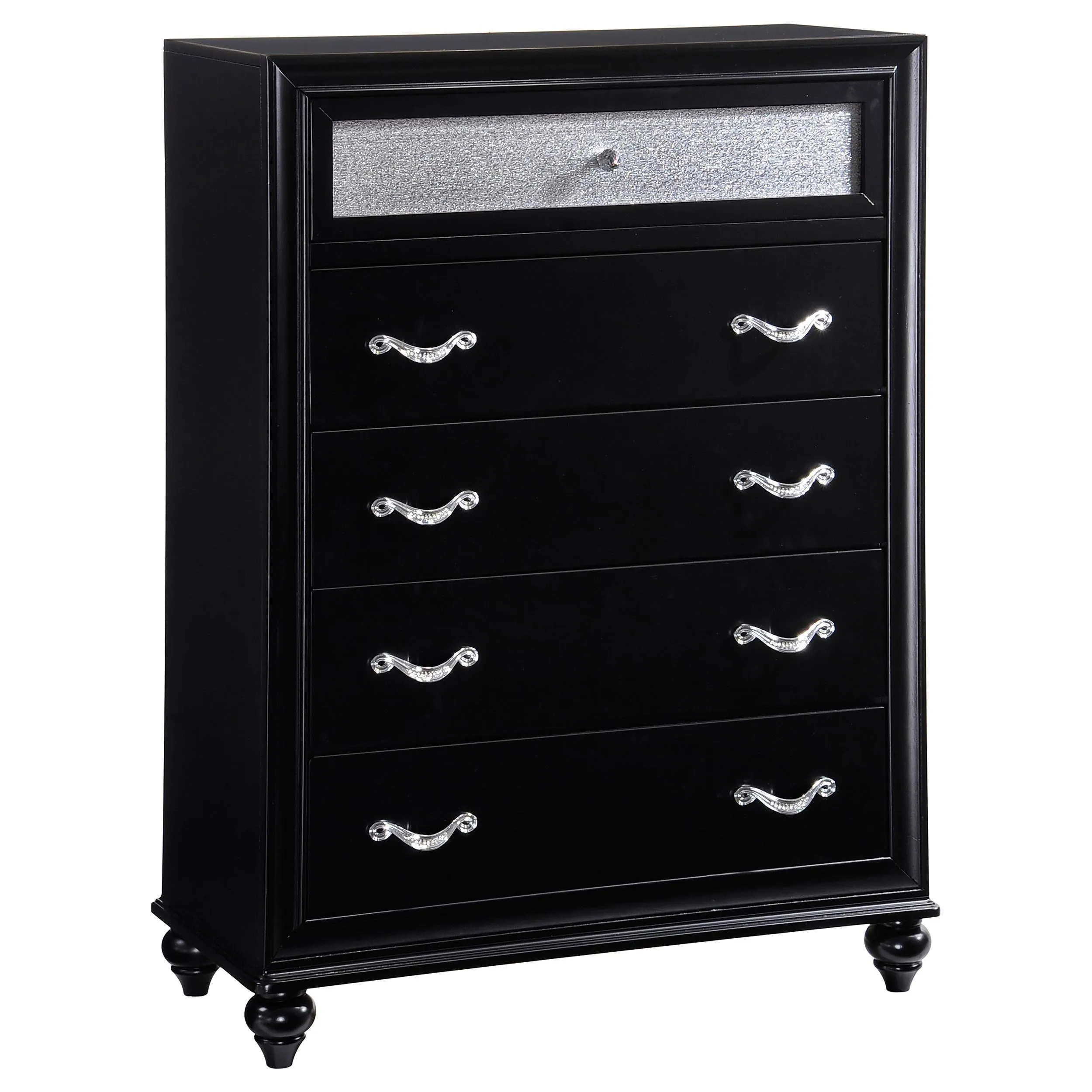 Barzini 5-Drawer Chest Black - Sleek Bedroom Storage