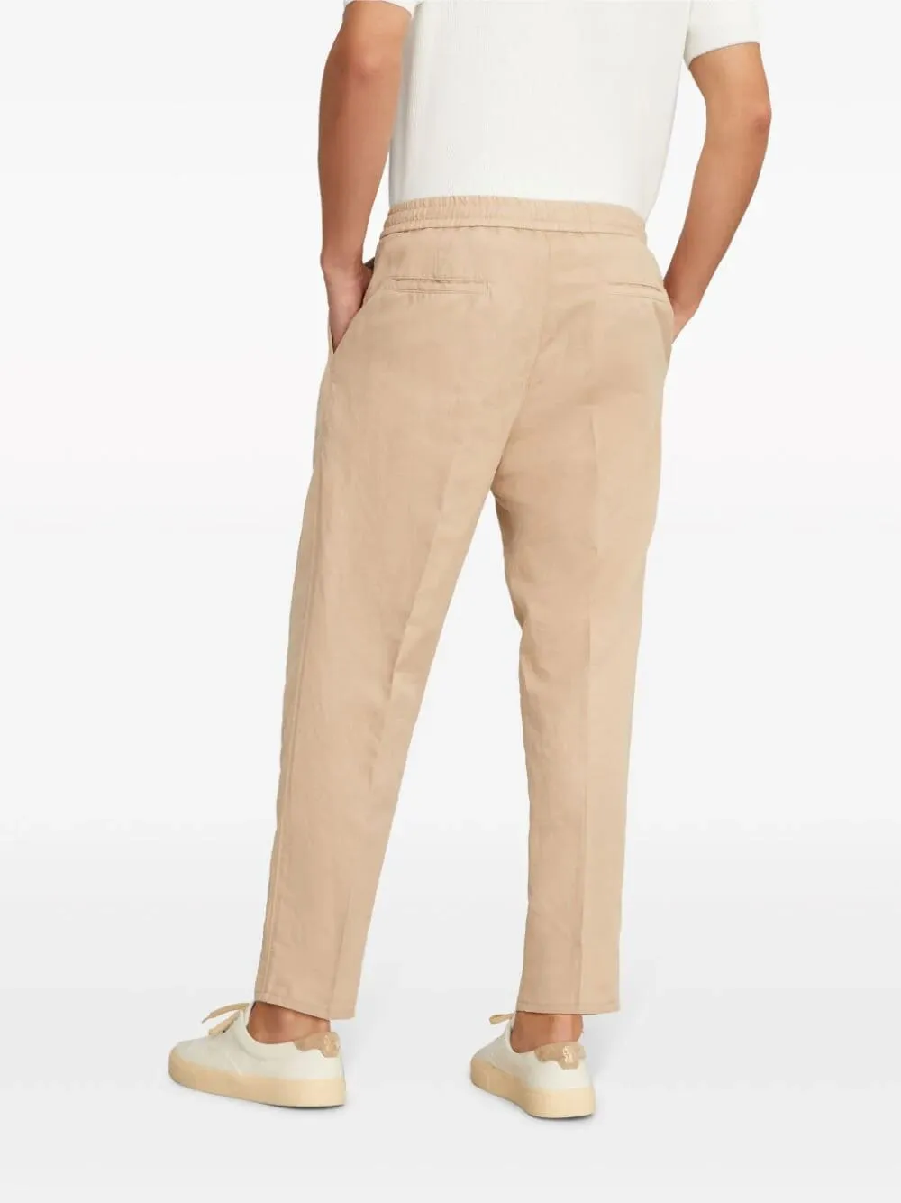 Beige Linen-Blend Chinos