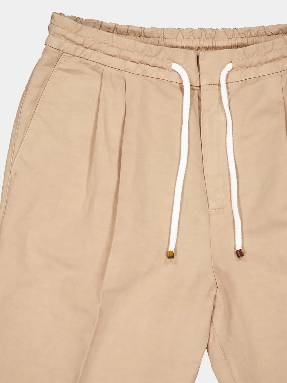 Beige Linen-Blend Chinos