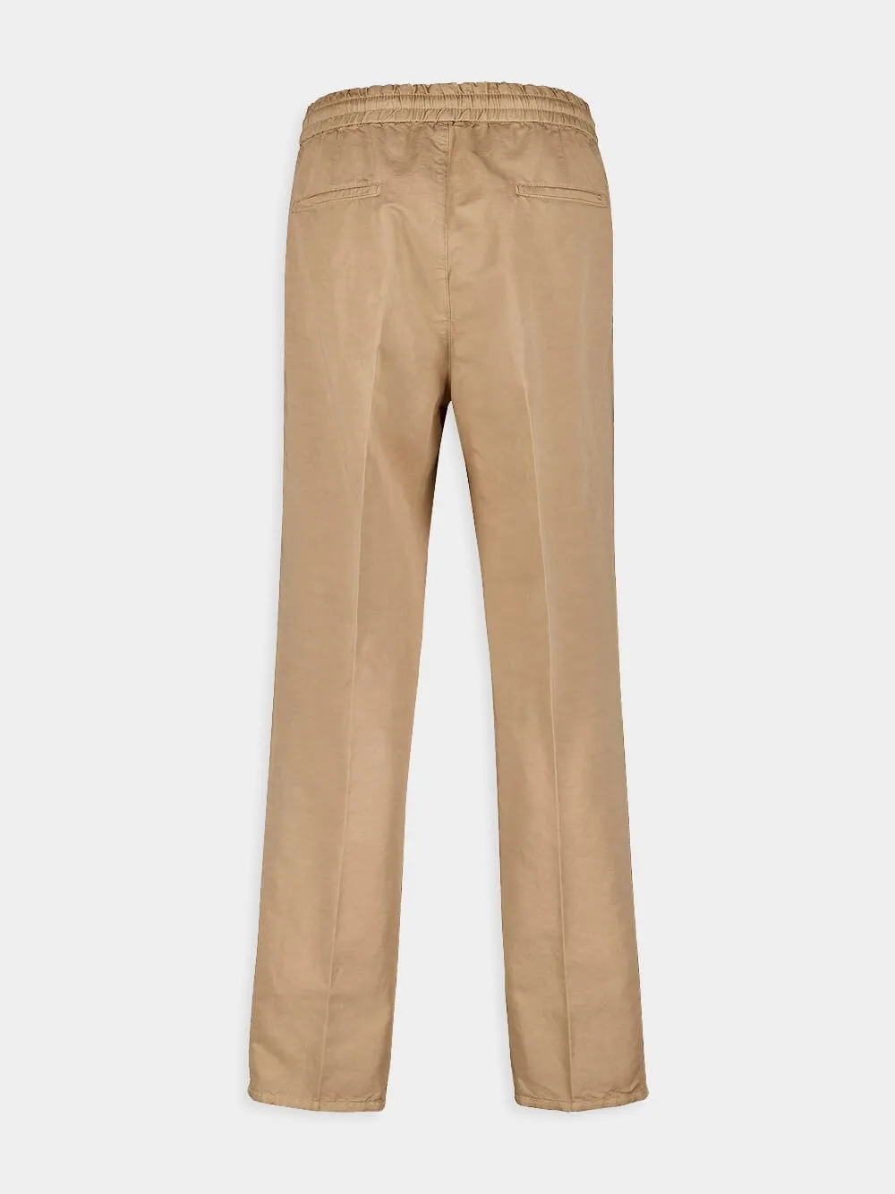 Beige Linen-Blend Chinos