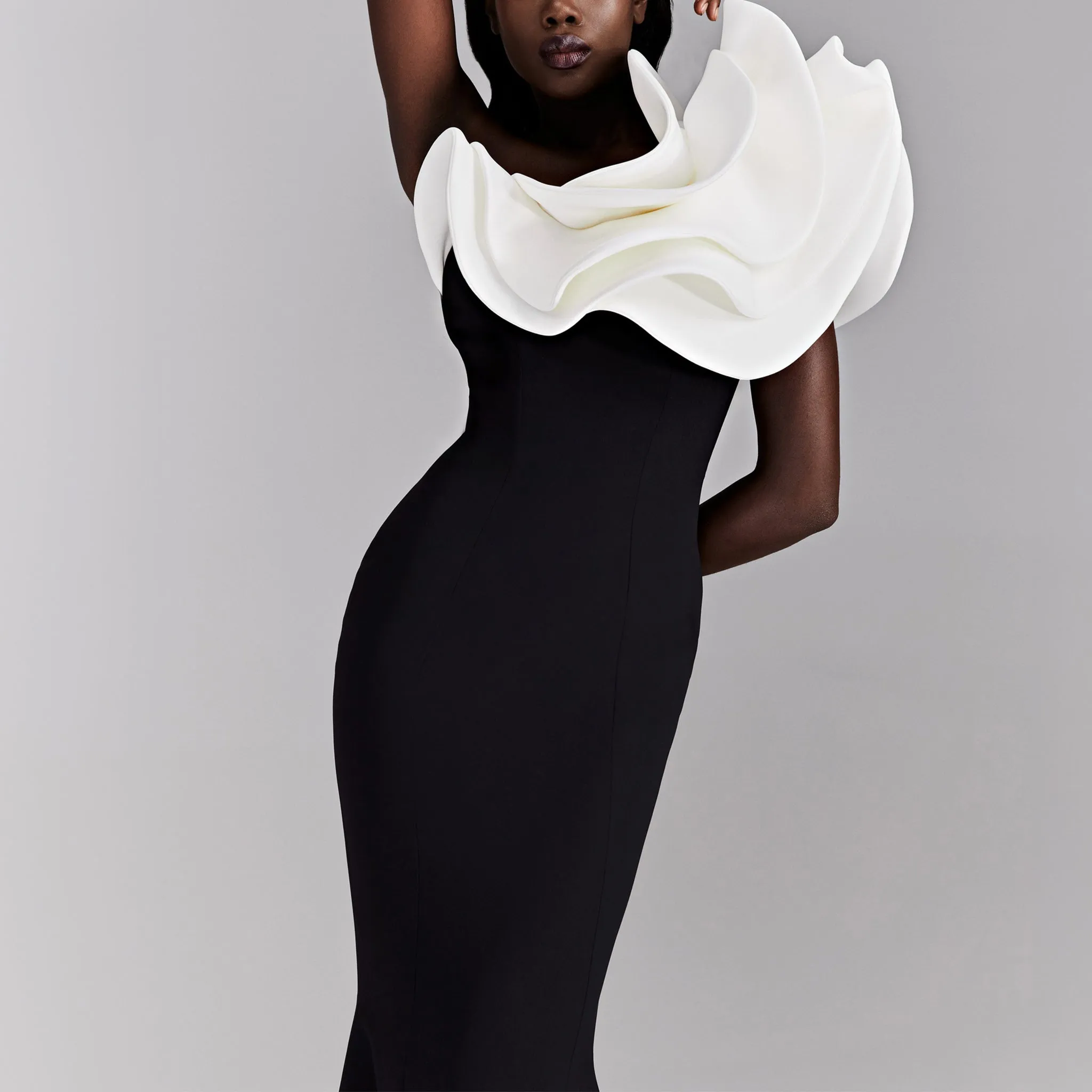 Black Crepe Mermaid Sleek Dress