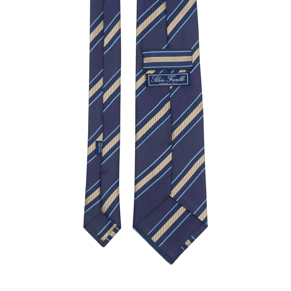 Blue Classic Stripes Woven Silk Tie