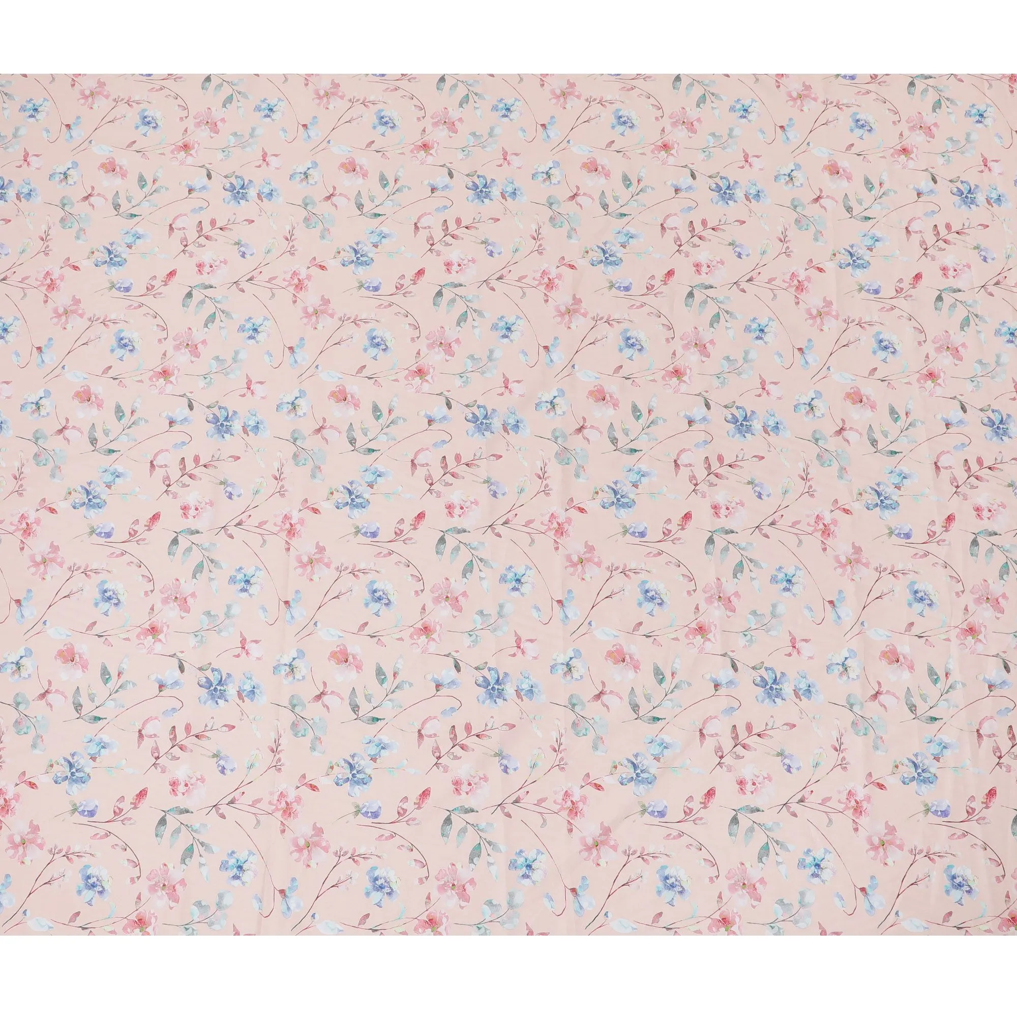 Blush Bouquet Cotton Voile Fabric - 110cm Wide, Soft Floral Print from India-D18537