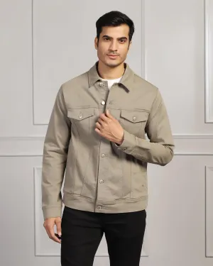 Casual Light Olive Solid Denim Jacket - Rudy