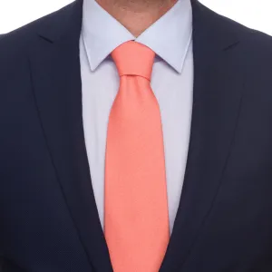 Coral Silk and Cotton Blend Tie