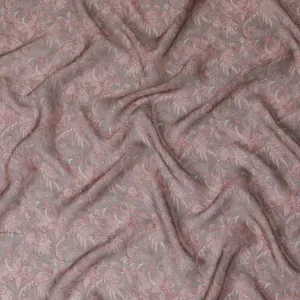 Dusty Rose and Pink Floral Synthetic Organza Fabric - 110 cm Width, Made in India-D19649