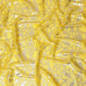 Elegant Yellow Silk Chiffon Fabric with Metallic Lurex, 110 cm Wide, South Korean Design-D19570