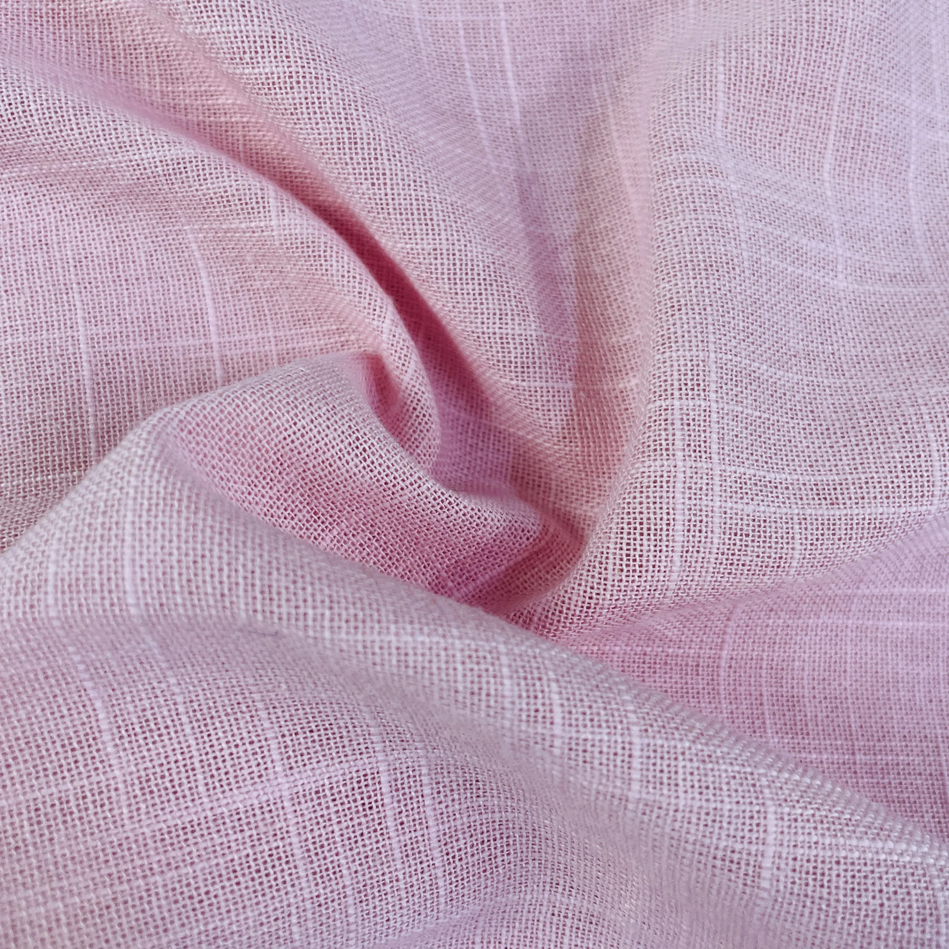 Exclusive Cotton Linen Slub Baby Pink Solid Fabric Fabric