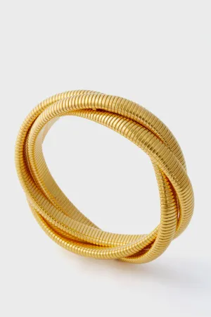 Gold Large Triple Twisted Cobra Bracelet