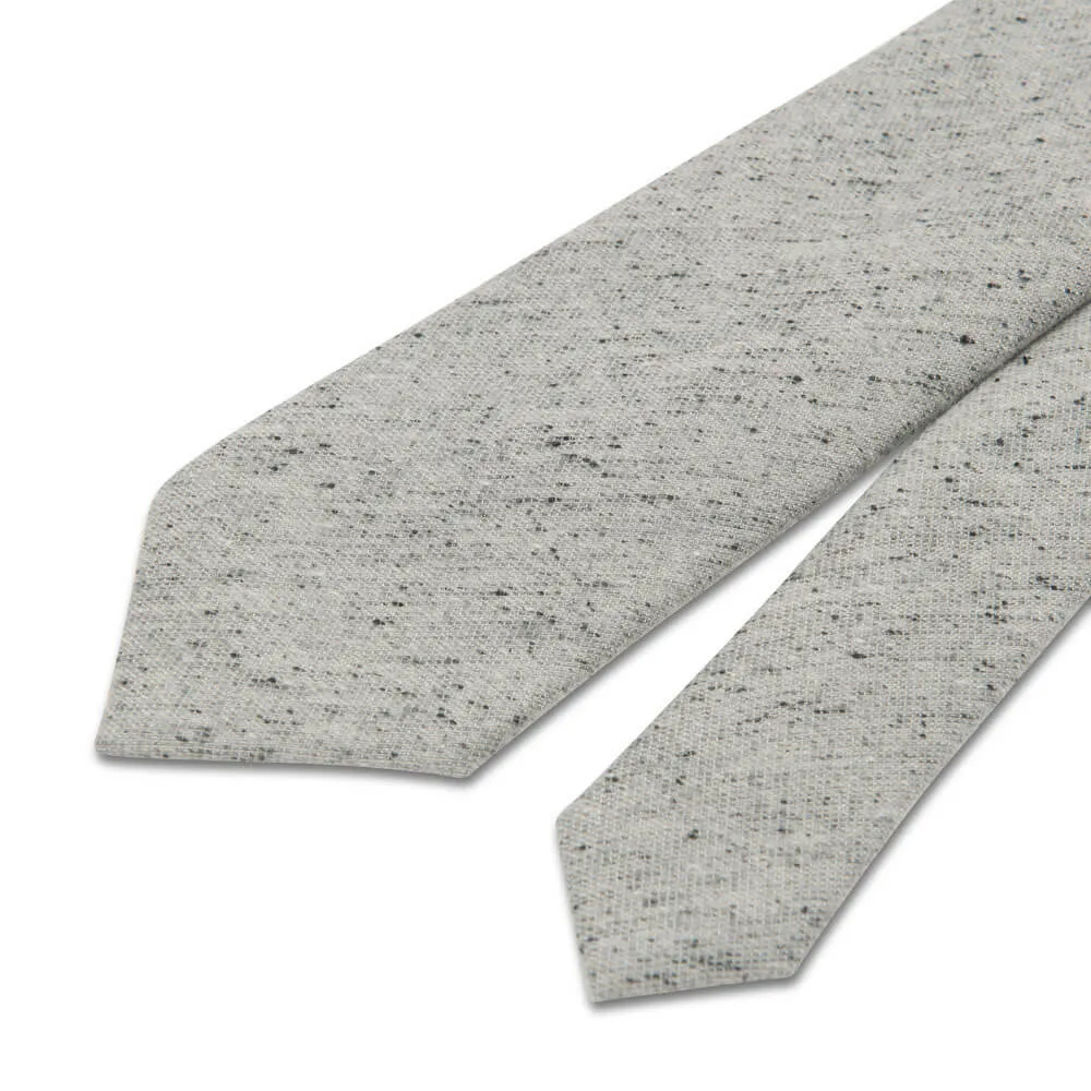 Grey Heritage Weave Cotton Silk Wool Tie