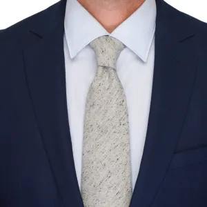 Grey Heritage Weave Cotton Silk Wool Tie