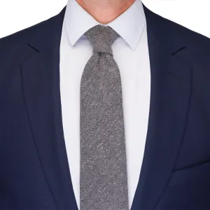 Grey Herringbone Donegal Cotton Silk Wool Tie