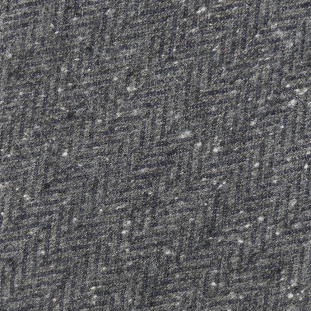 Grey Herringbone Donegal Cotton Silk Wool Tie