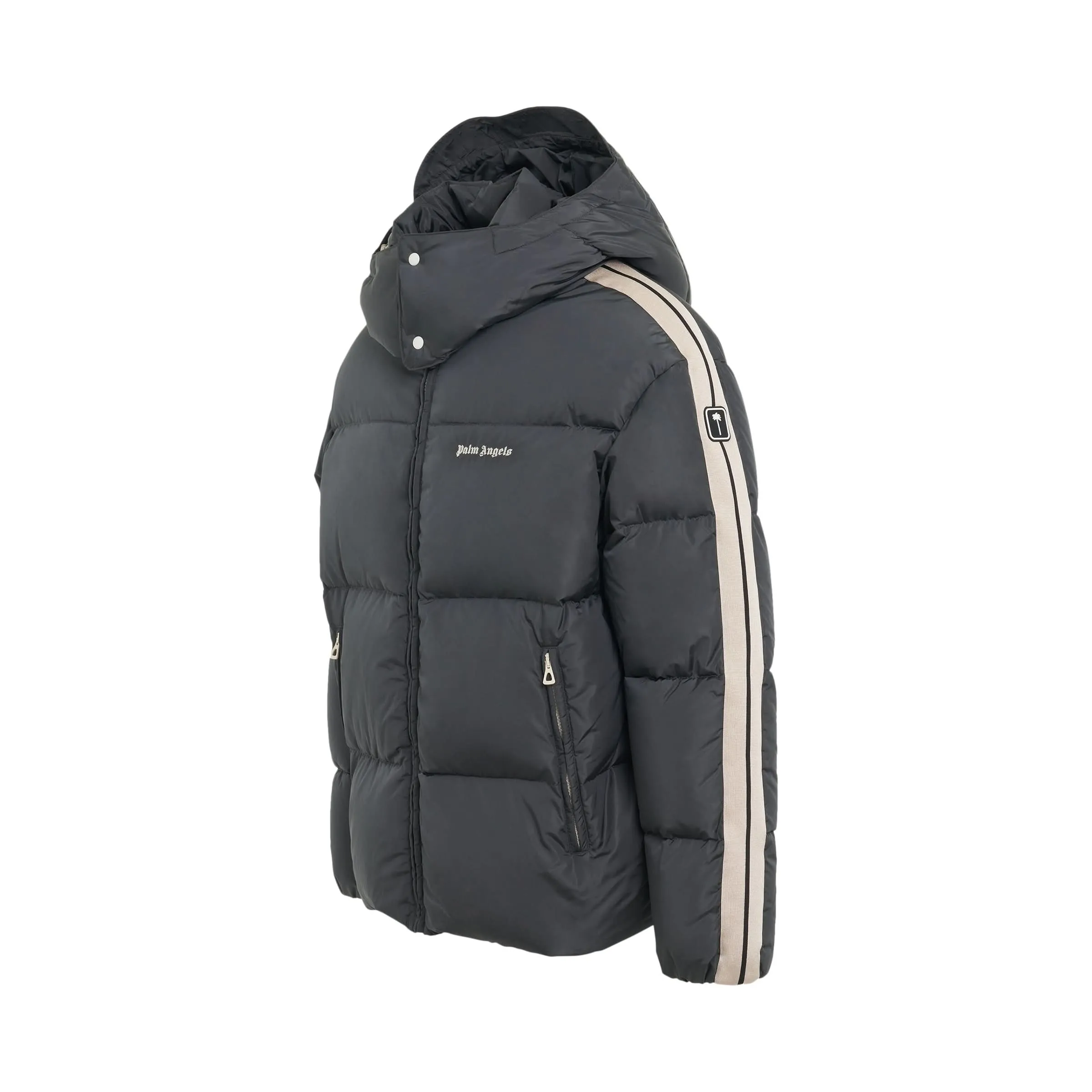 Hooded Track Down Jacket in Dark Grey