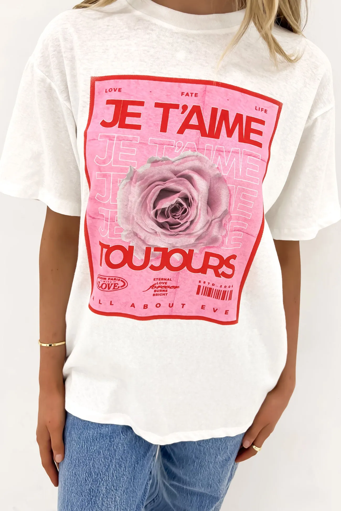 Je T'aime Oversized Tee Vintage White