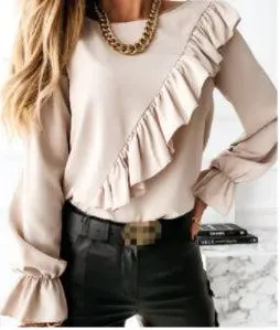 Lady Office Work Ruffles O-Neck Blouse