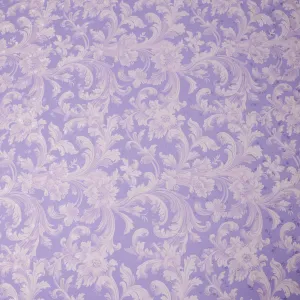 Lavender and Ivory Baroque Print Pure Silk Satin Fabric, 140 cm Width, Made in Italy -D21170