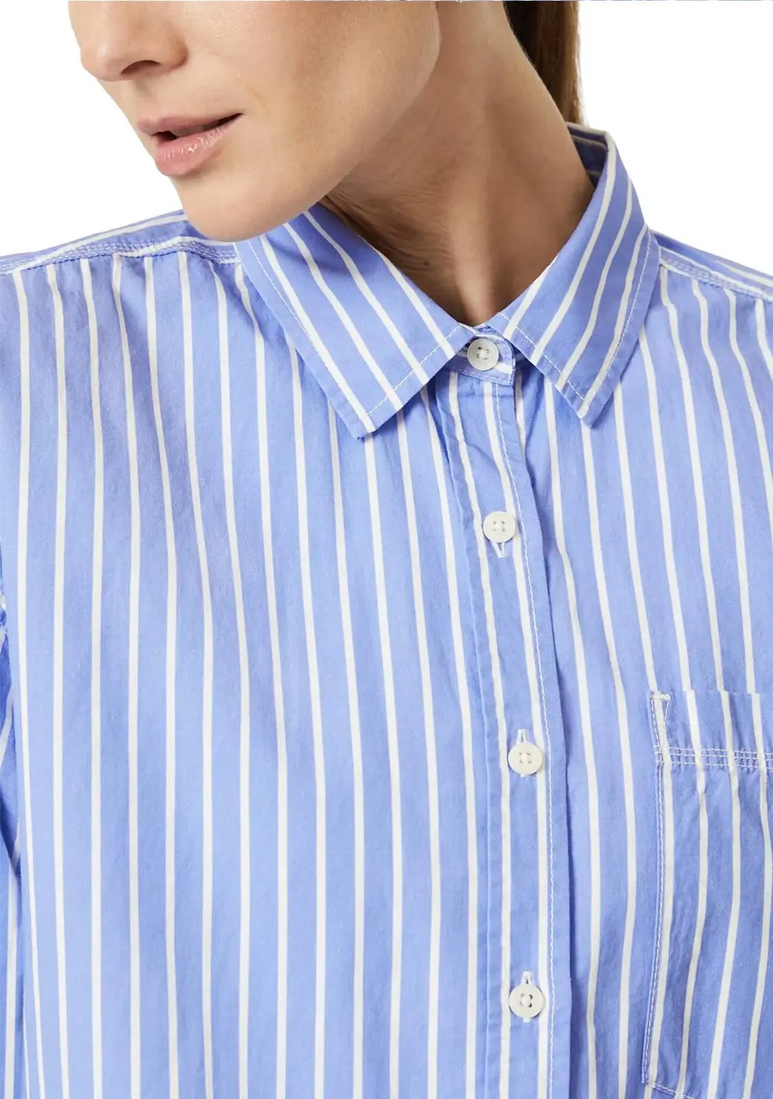 Long Sleeve Shirt Blue White Striped