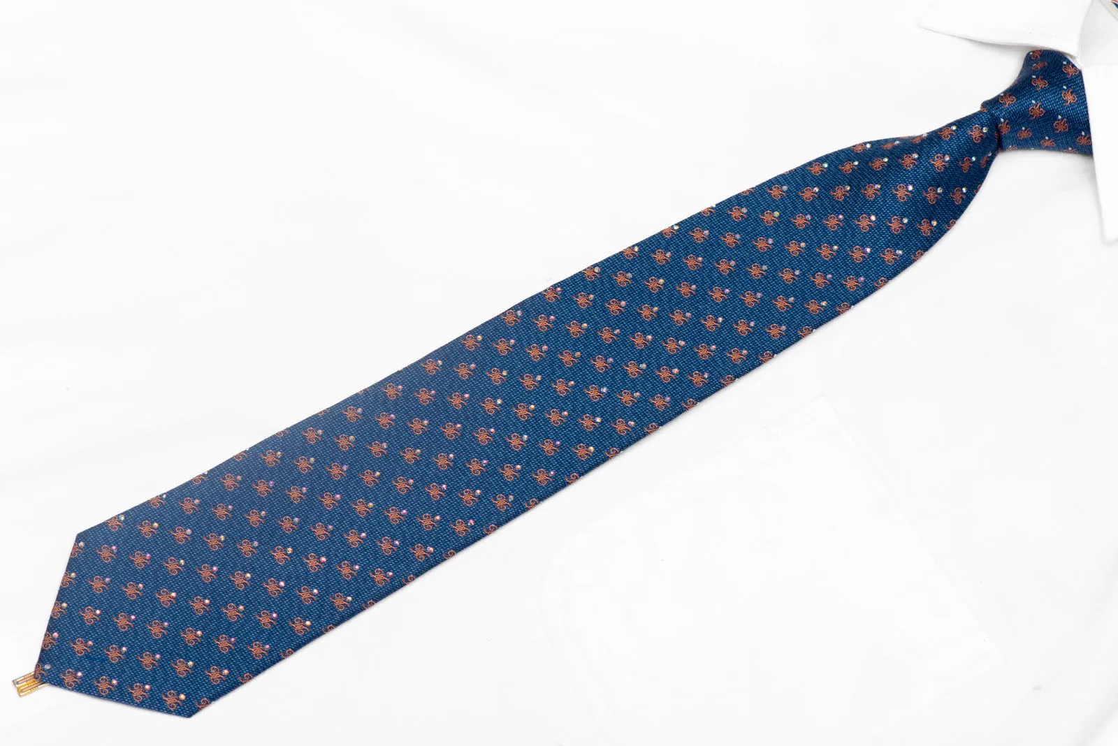 Monogram On Blue Rhinestone Silk Tie