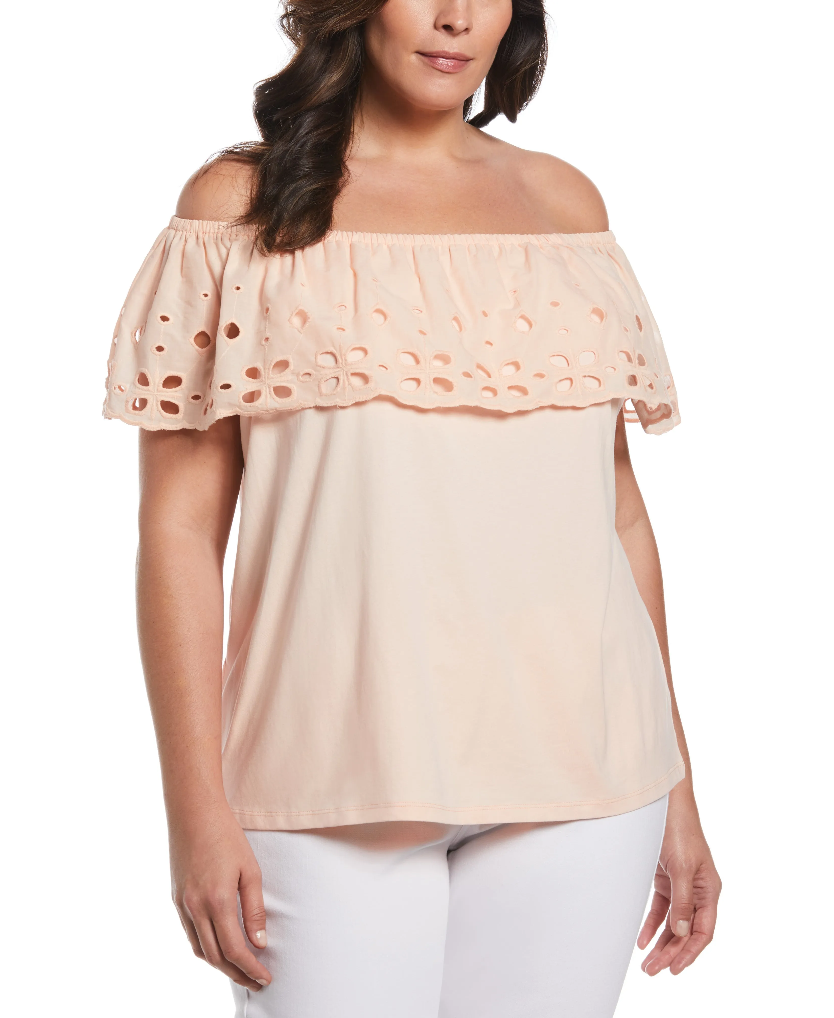 Plus Size Off the Shoulder Mixed Media Top