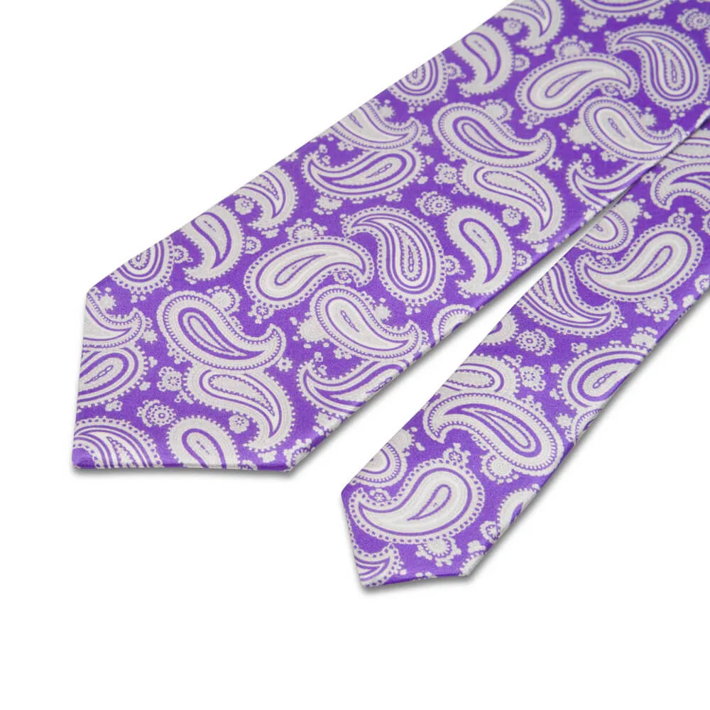 Purple Paisley Motif Silk Tie