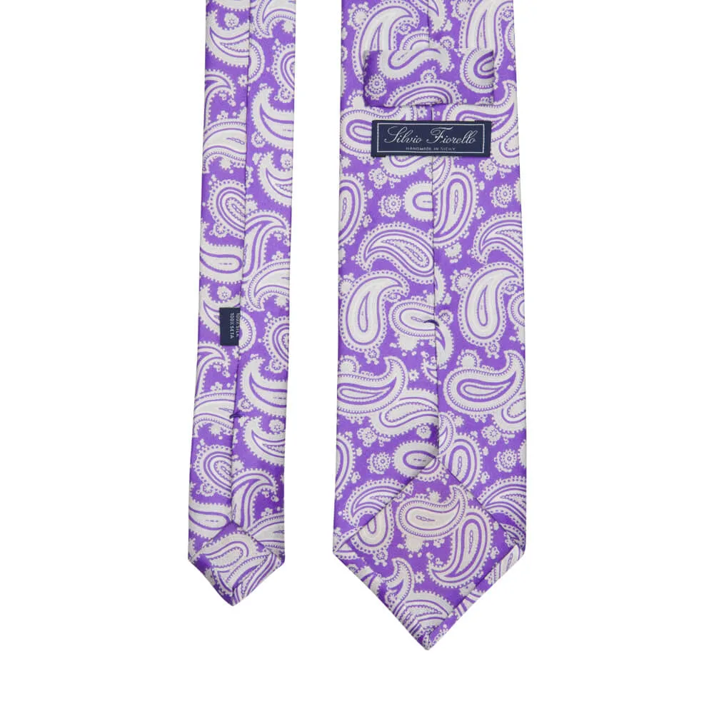 Purple Paisley Motif Silk Tie