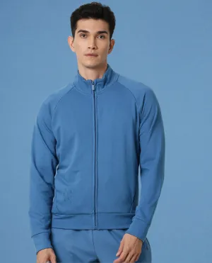 Rare Rabbit Articale Men's Azil Enamel Blue High Neck Zip-Up Jacket