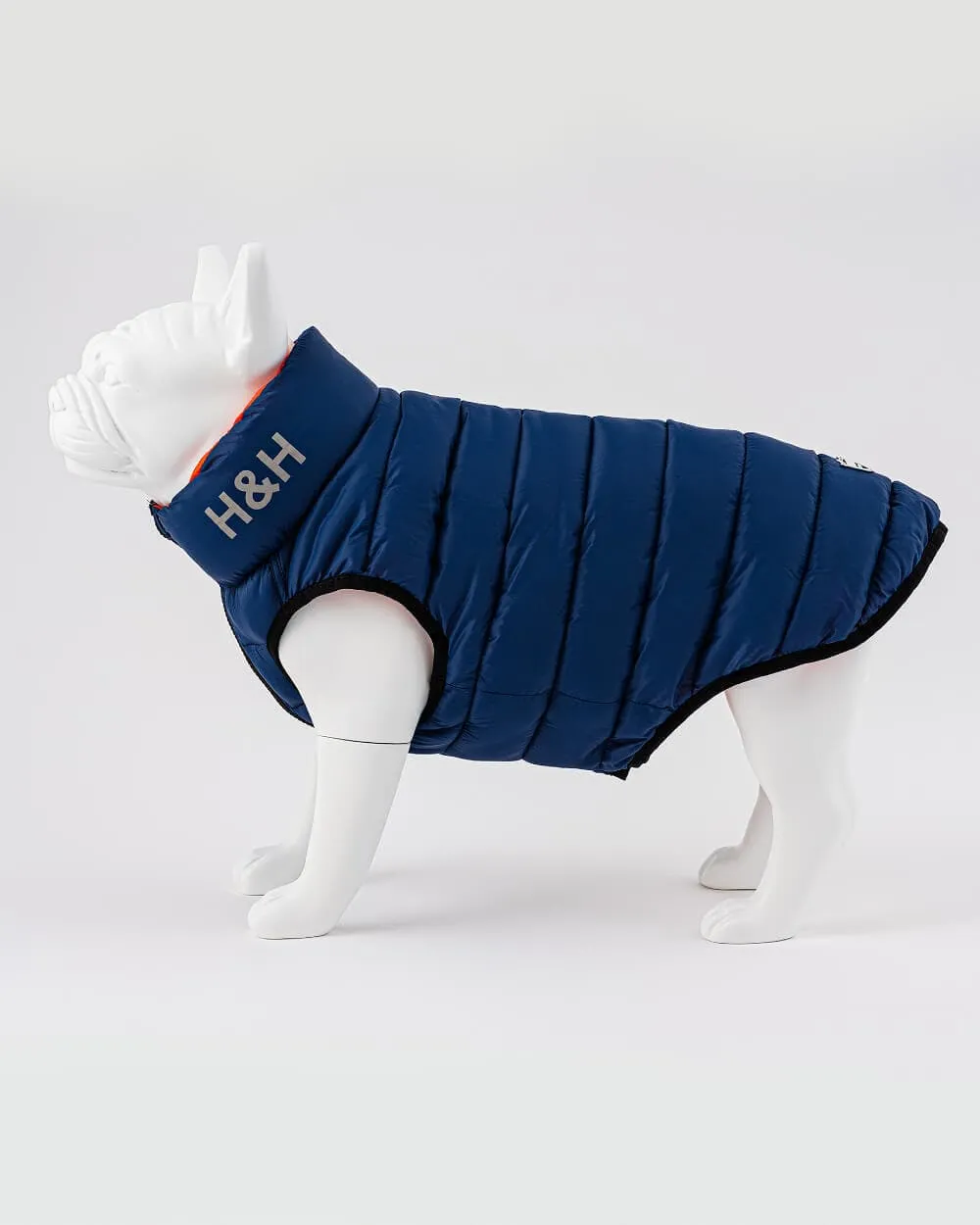 Reversible Dog Puffer Jacket - Orange and Navy