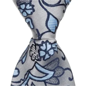 S5 - Silver with Blue Flowers - Standard Width