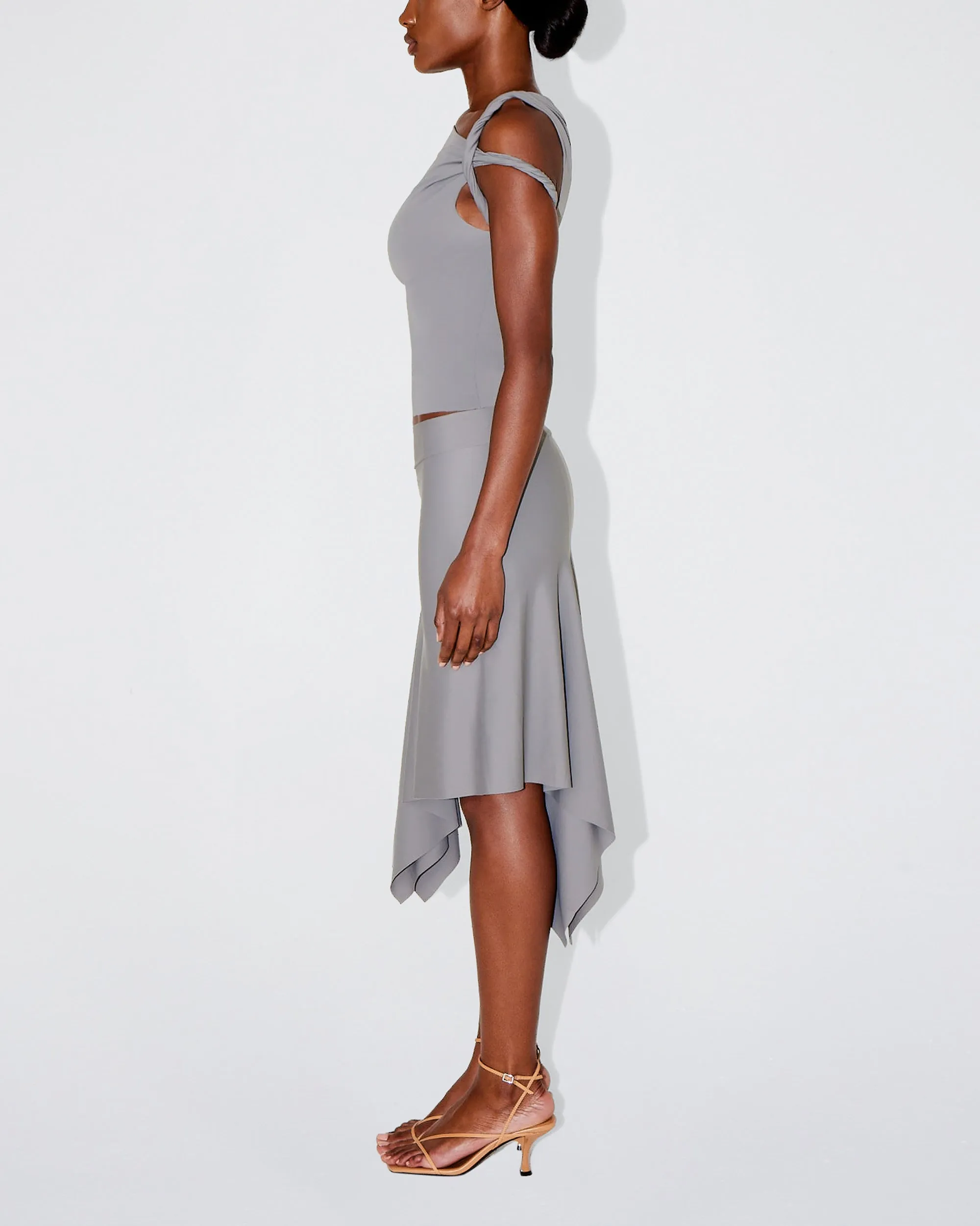 Sleek Stretch Asymmetrical Skirt | Steel Grey