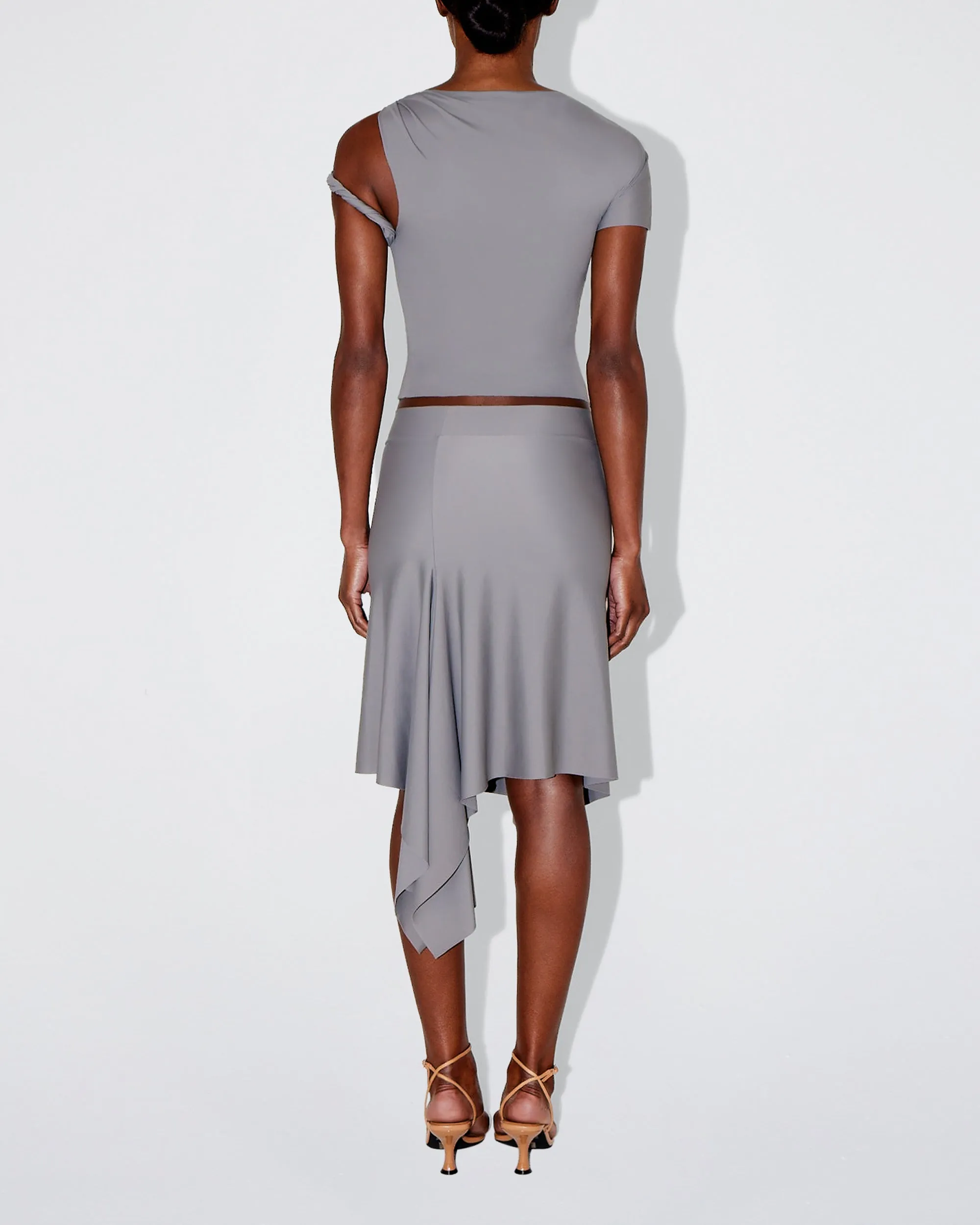 Sleek Stretch Asymmetrical Skirt | Steel Grey