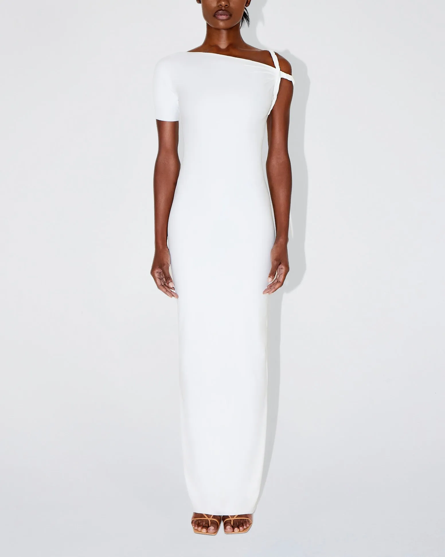 Sleek Stretch Twist Maxi Dress | Bright White