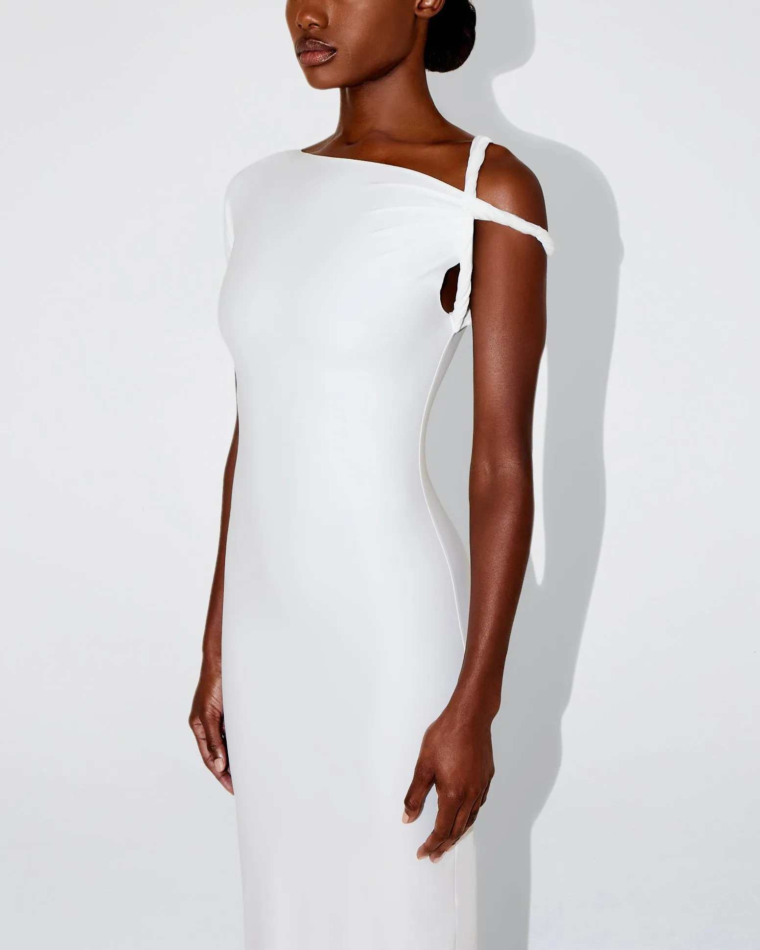 Sleek Stretch Twist Maxi Dress | Bright White