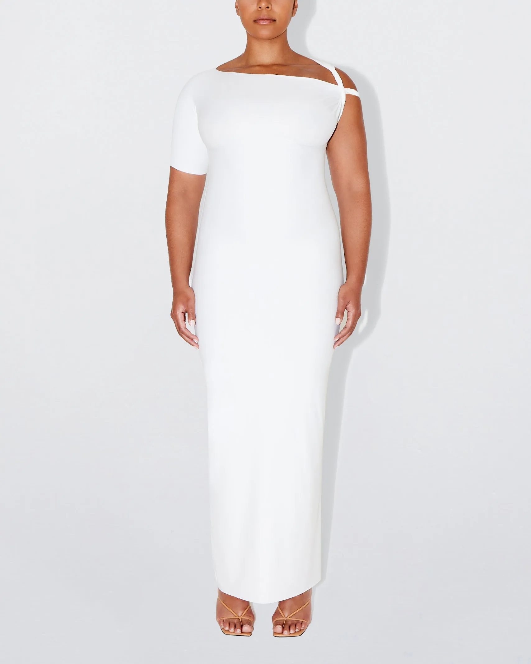 Sleek Stretch Twist Maxi Dress | Bright White