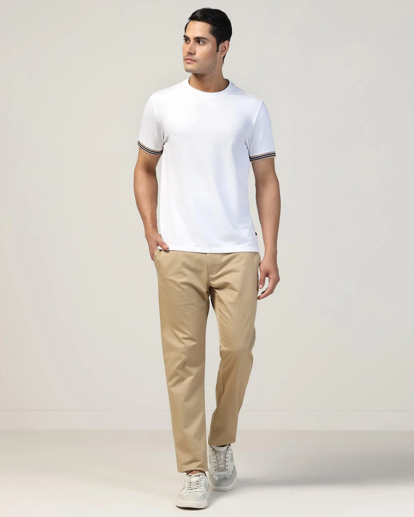 Slim Comfort B-95 Casual Beige Solid Khakis - Marico