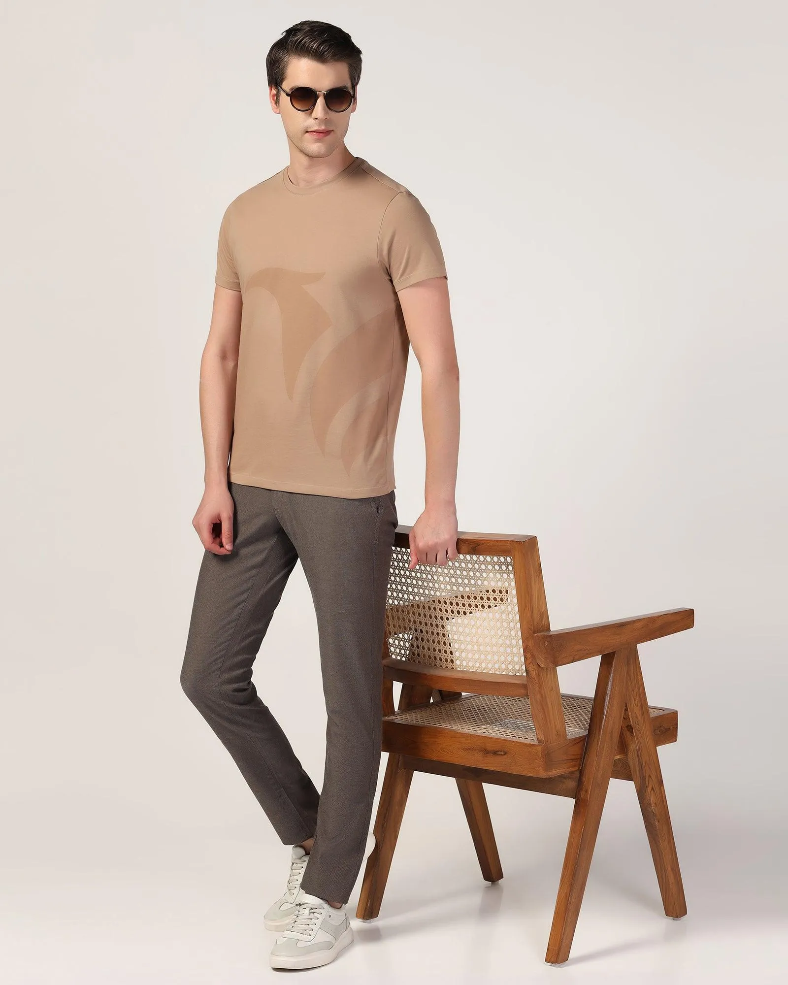 Slim Fit B-91 Casual Brown Solid Khakis - Adrian