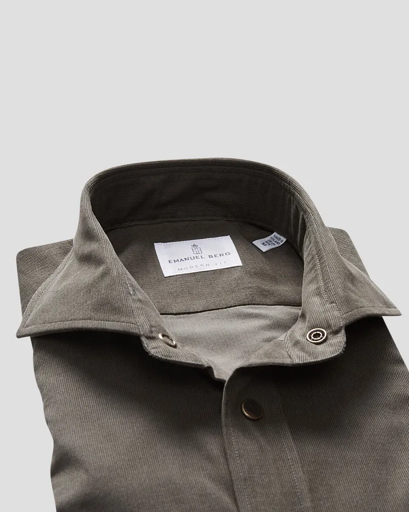 Solid luxe corduroy shirt - Dark green