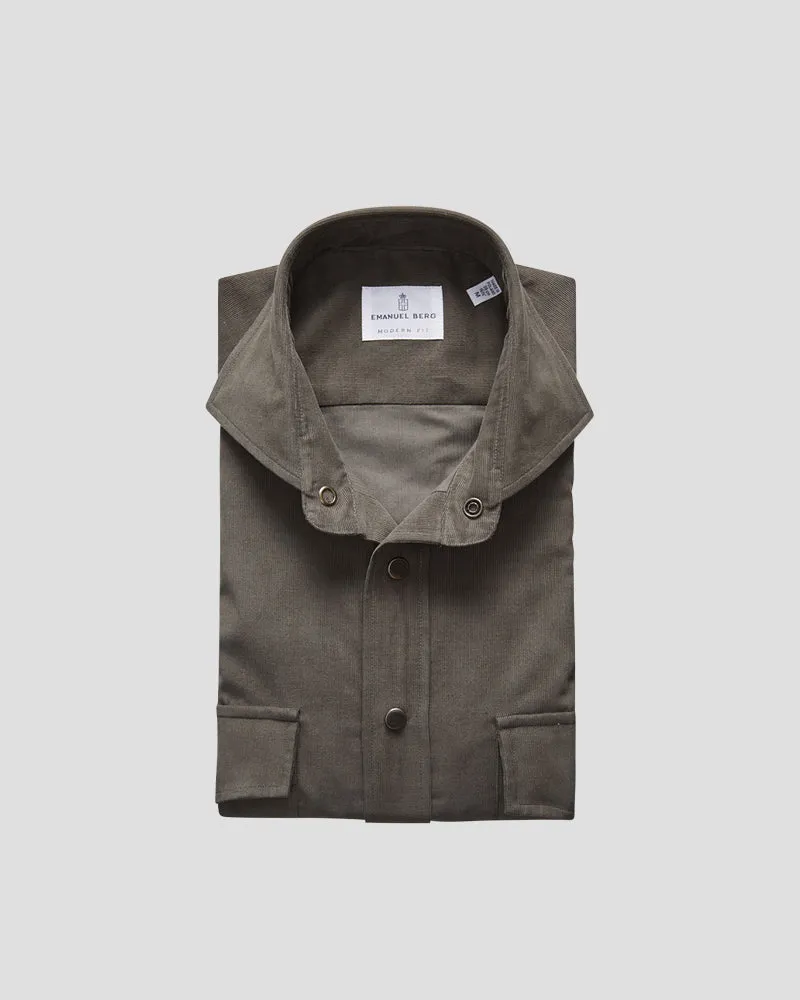 Solid luxe corduroy shirt - Dark green