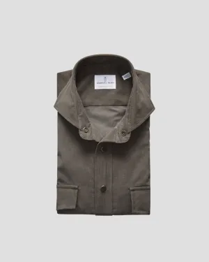 Solid luxe corduroy shirt - Dark green