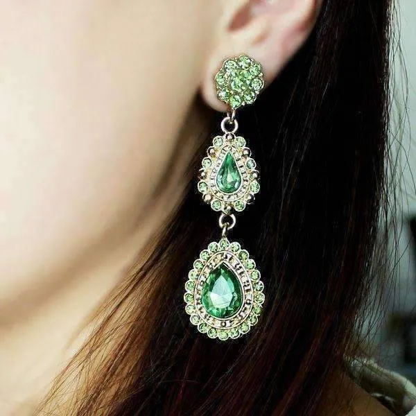 Sophia Green Crystal Drop Earrings