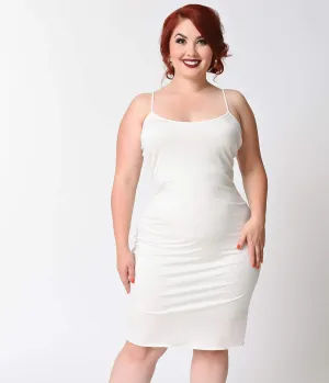 Unique Vintage Plus Size Short Ivory Stretch Slip