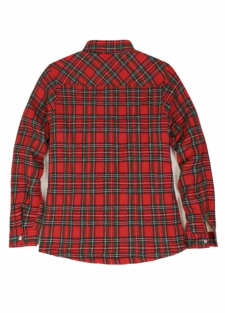 Womens Snap Plaid Flannel Jacket, Sherpa-Lined Shacket