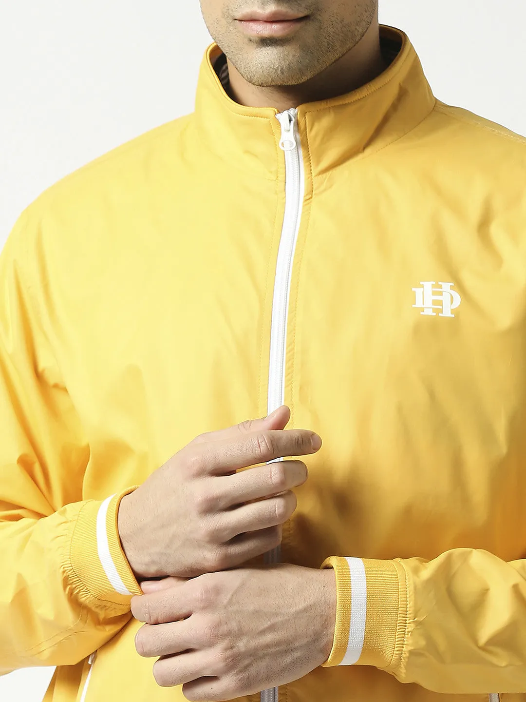 Yellow Bomber Jacket with White Trim